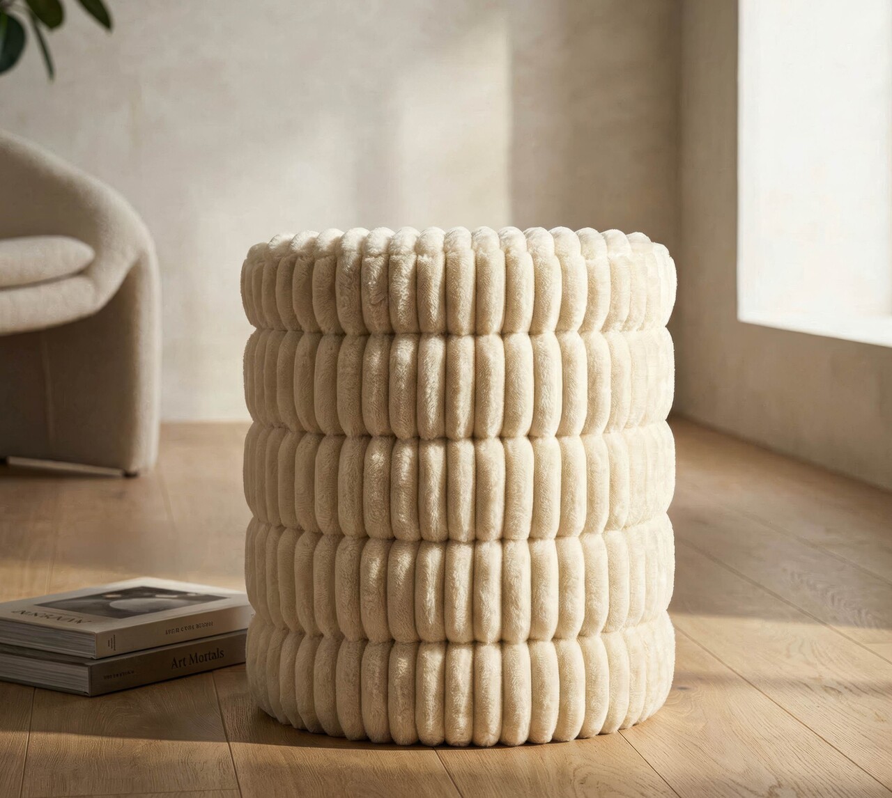 Taburet, Mauro Ferretti, Goteborg, 41x46 cm, MDF/poliester, alb - imagine 7